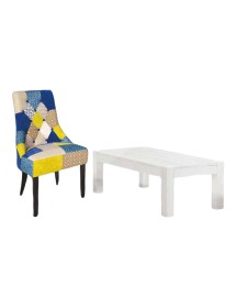 MOBILI 2G - TAVOLINO SALOTTO RETTANGOLARE LEGNO ABETE BIANCO SPAZZOLATO 120x60X40 VISTA LATERALE