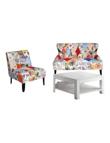 MOBILI 2G - TAVOLINO QUADRATO IN ABETE BIANCO SPAZZOLATO 80x80x40 VISTA COMPLETA