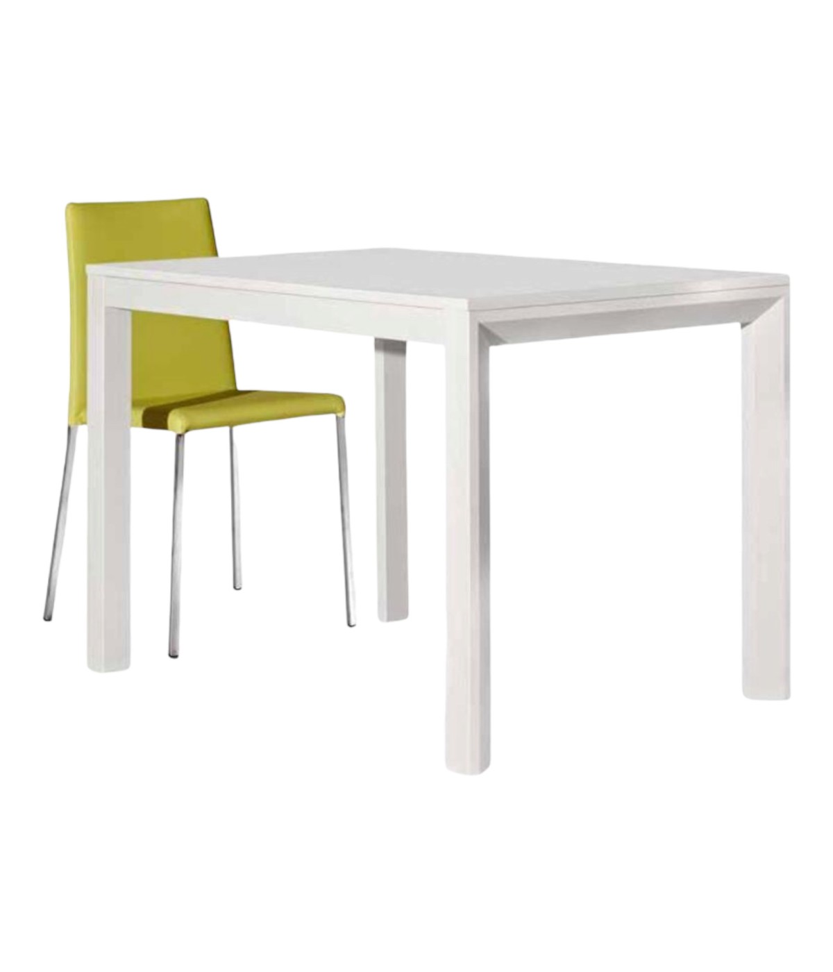 MOBILI 2G - Tavolo moderno bianco frassinato allungabile 130x85 H77 vista laterale