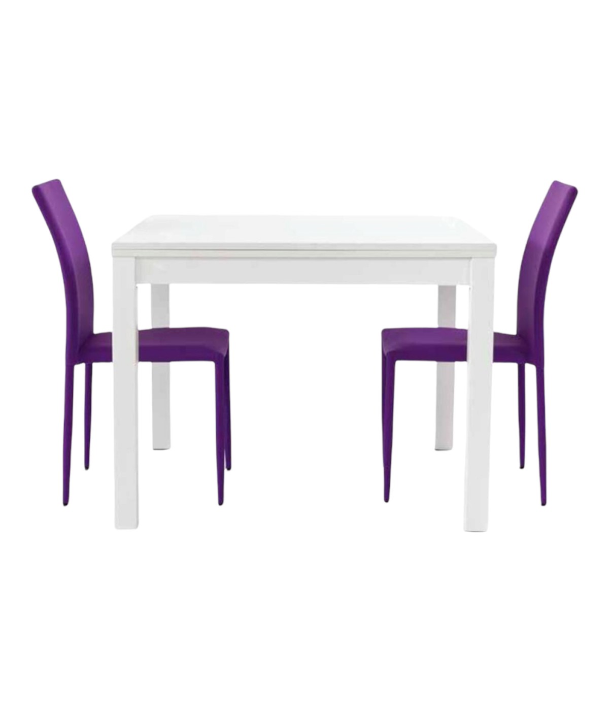 MOBILI 2G - TAVOLO MODERNO A LIBRO BIANCO FRASSINO 90x90x76H VISTA LATERALE