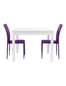 MOBILI 2G - TAVOLO MODERNO A LIBRO BIANCO FRASSINO 100x100x76H VISTA LATERALE