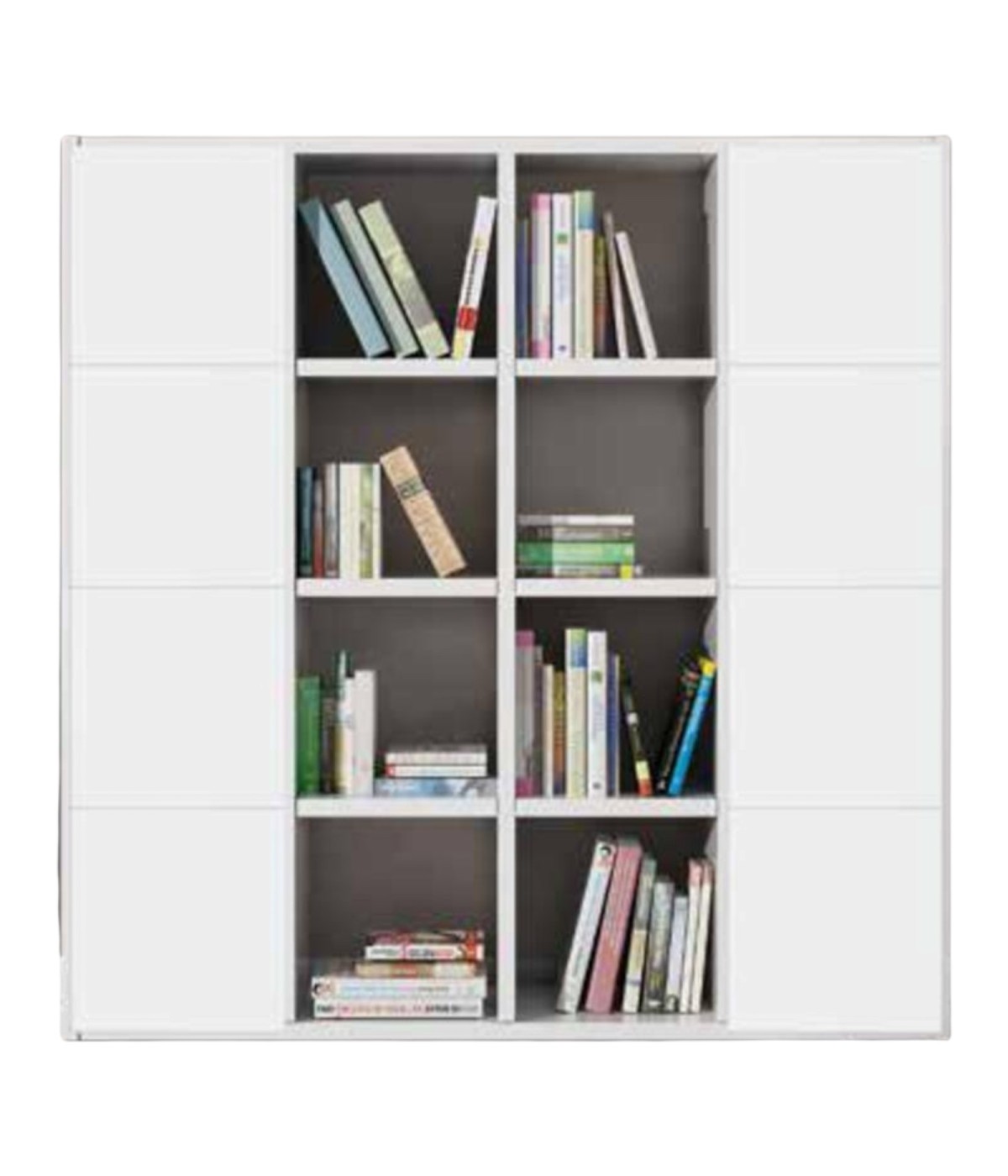 MOBILI 2G - Libreria porta Tv moderna bianco frassino L175 P30 H175 vista frontale