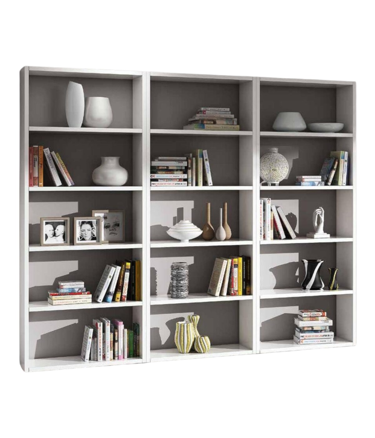 MOBILI 2G - Libreria porta Tv bianco frassino L.267 P.30 H.218 vista laterale