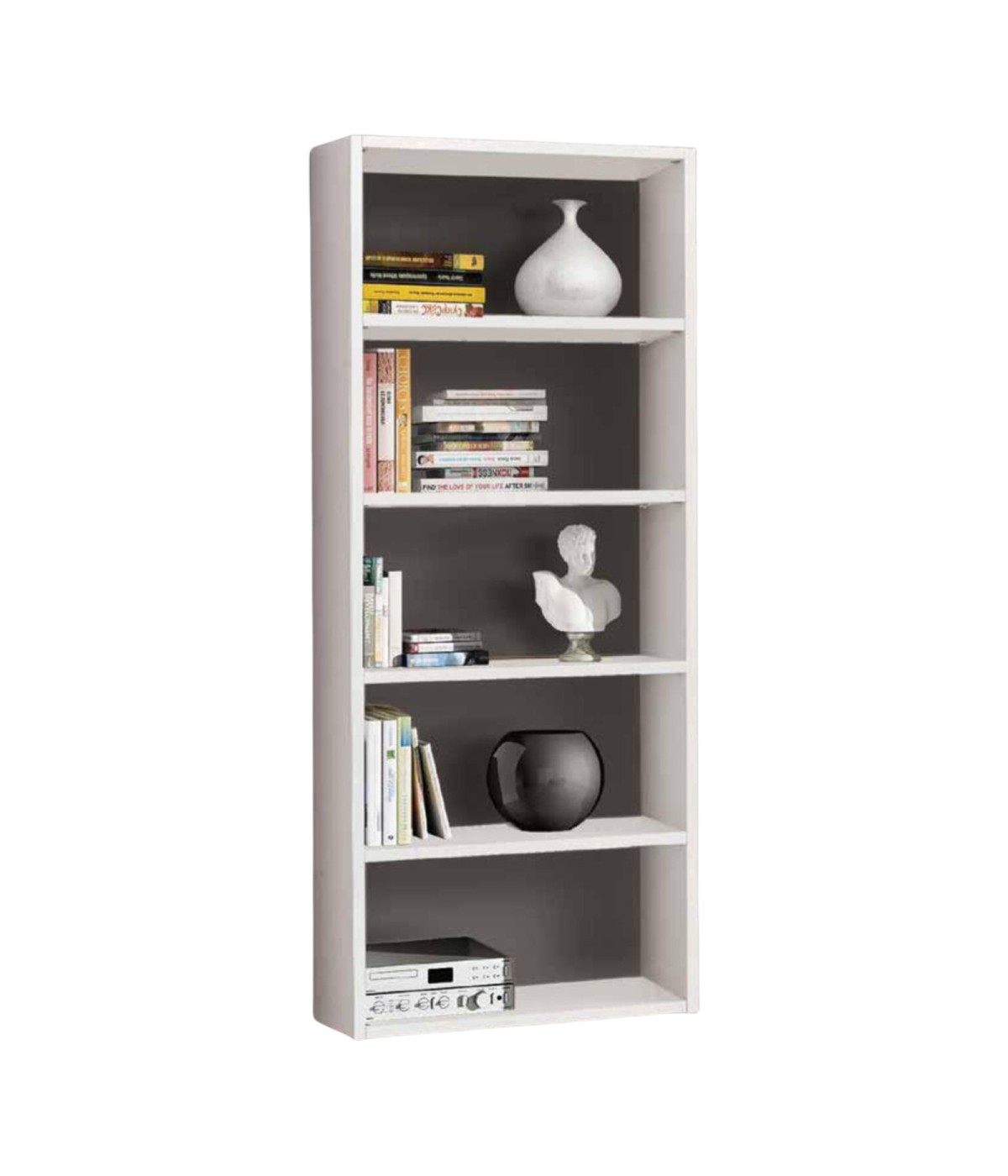 MOBILI 2G - Libreria porta Tv moderna colonna bianco frassino L89 P30 H218