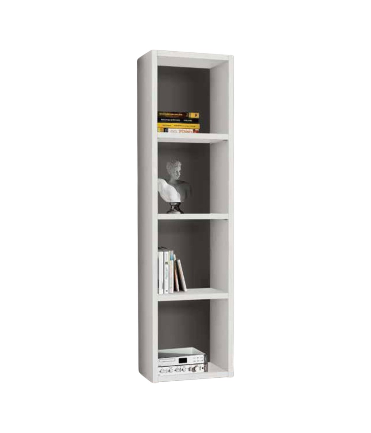 MOBILI 2G - Libreria porta Tv moderna colonna bianco frassino L.46 P.30 H.175 vista laterale