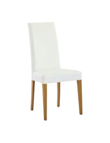 MOBILI 2G - MOBILI 2G - SET 2 SEDIE MODERNE LEGNO ECOPELLE IMBOTTITA BIANCO vista frontale