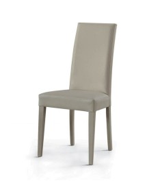 MOBILI 2G - SET 2 SEDIE MODERNE LEGNO ECOPELLE IMBOTTITA TORTORA vista frontale