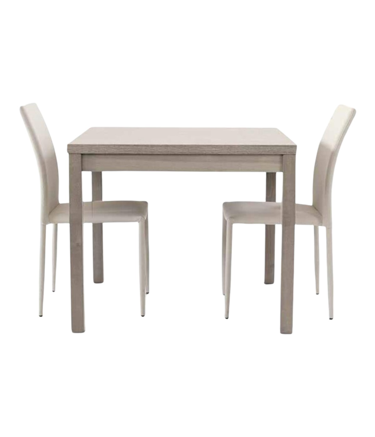 MOBILI 2G - TAVOLO MODERNO A LIBRO ROVERE GRIGIO 90x90x76H vista laterale