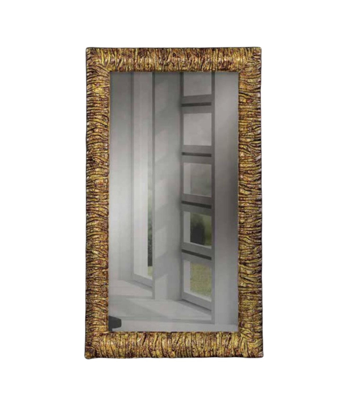 MOBILI 2G - Specchiera rettangolare Moderna colore oro vista frontale