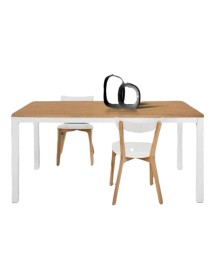 TAVOLO MODERNO ROVERE ALLUNGABILE GAMBE BIANCHE 110X70x78 (835) VISTA FRONTALE