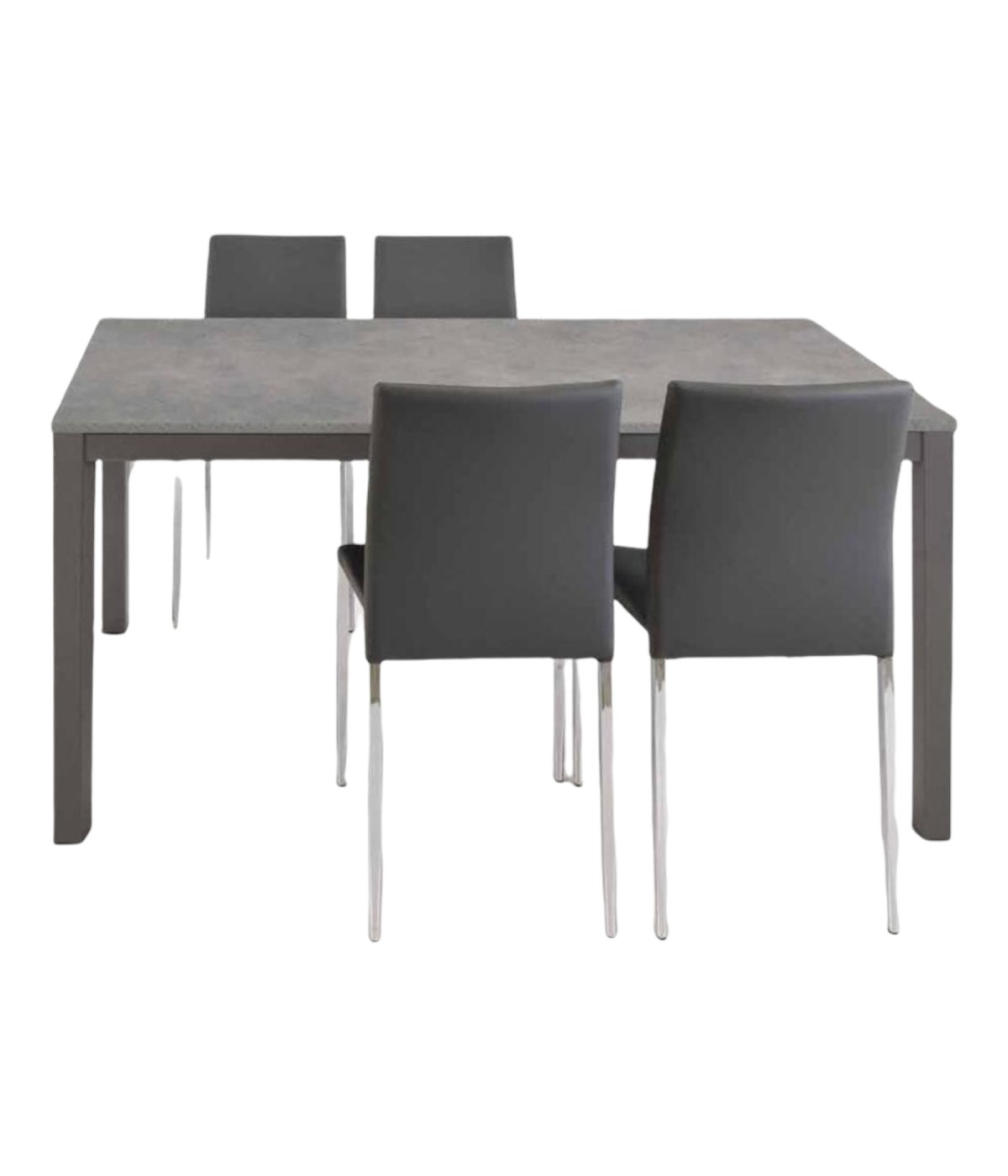 MOBILI 2G - TAVOLO MODERNO GRIGIO CEMENTO ALLUNGABILE 110X70 VISTA FRONTALE