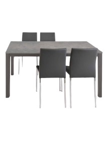 MOBILI 2G - TAVOLO MODERNO GRIGIO CEMENTO ALLUNGABILE 160X90 VISTA FRONTALE