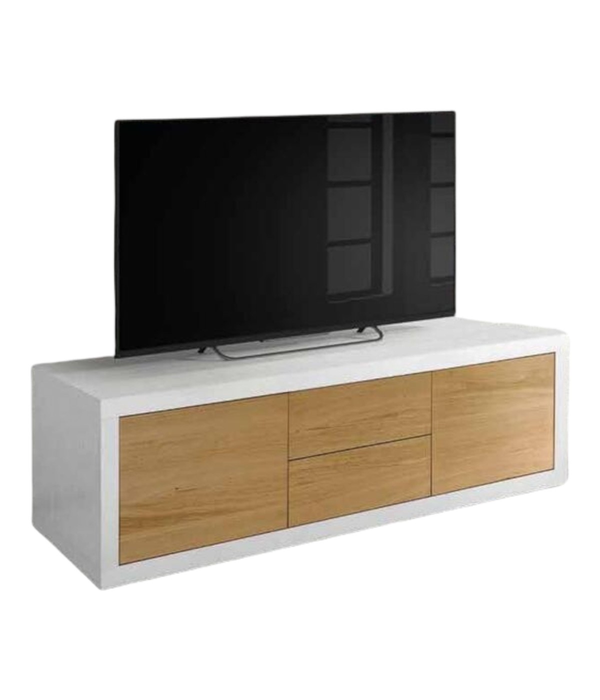 MOBILI 2G - PORTA TV ROVERE NATURALE/LACCATO BIANCO 170X45