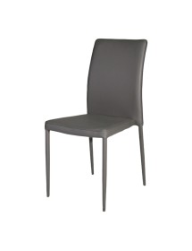MOBILI 2G - SET 4 SEDIE MODERNE IN ECOPELLE GRIGIO SCURO CON STRUTTURA IN METALLO (713) vista frontale