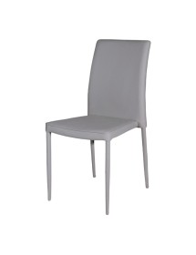 MOBILI 2G - SET 4 SEDIE MODERNE IN ECOPELLE GRIGIO CHIARO CON STRUTTURA IN METALLO (712) vista frontale