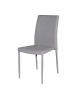MOBILI 2G - SET 4 SEDIE MODERNE IN ECOPELLE GRIGIO CHIARO CON STRUTTURA IN METALLO (712) vista frontale