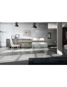 MOBILI 2G - TAVOLO FISSO IN ROVERE MASSELLO NODATO FINITURA BETON SPESSORE 4 CM. MISURA L.250 P.100 H.75