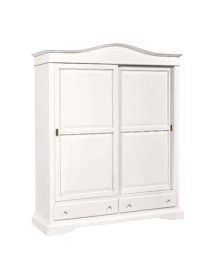 MOBILI 2G - ARMADIO 2 PORTE SCORREVOLI CLASSICO LEGNO BIANCO 180x67x225H vista frontale