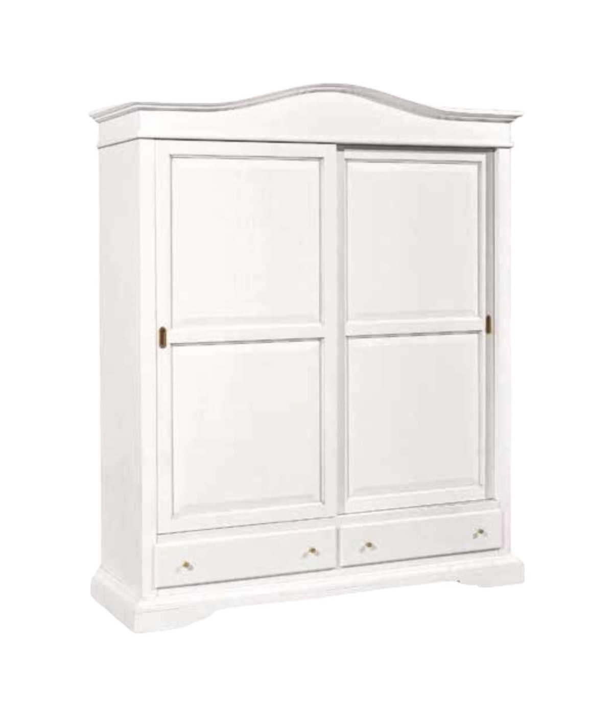 MOBILI 2G - ARMADIO 2 PORTE SCORREVOLI CLASSICO LEGNO BIANCO 180x67x225H vista frontale