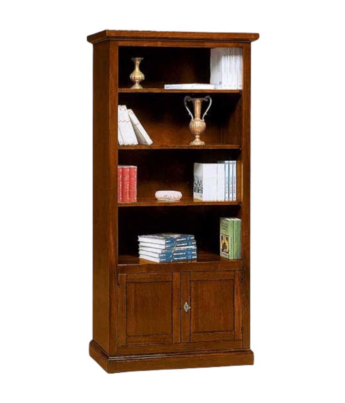 MOBILI 2G - LIBRERIA ARTE POVERA 2 ANTE IN LEGNO TINTA NOCE 90X41X186 vista frontale