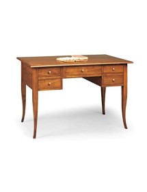 MOBILI 2G - SCRIVANIA IN LEGNO ARTE POVERA 5 CASSETTI TINTA ELITE 105x56x81 VISTA FRONTALE