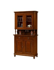 MOBILI 2G - CRISTALLIERA ARTE POVERA 2 PORTE IN LEGNO TINTA NOCE 104X43X208 VISTA FRONTALE