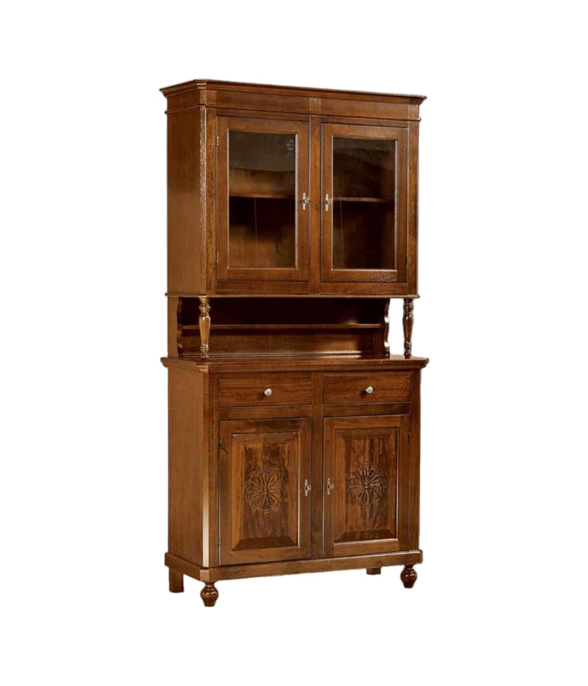 MOBILI 2G - Cristalliera 2 ante napoletana in legno massello l.104 p.43 h.208 vista frontale