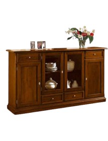 MOBILI 2G - MADIA CREDENZA 4 PORTE LEGNO TINTA NOCE L.205 P.49 H.113 VISTA FRONTALE