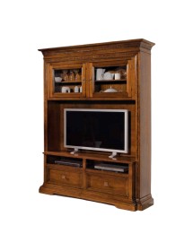 MOBILI 2G - PARETE ATTREZZATA IN LEGNO TINTA NOCE L.168 P.57 H. 235 VISTA FRONTALE