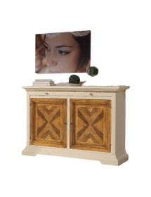 MOBILI 2G - MADIA CREDENZA 2 ANTE  IN LEGNO AVORIO/NOCE  L.160 P.53 H. 115 VISTA FRONTALE