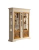 MOBILI 2G - VETRINA 2 PORTE IN LEGNO CLASSICA AVORIO NOCE 146X53X213 VISTA FRONTALE