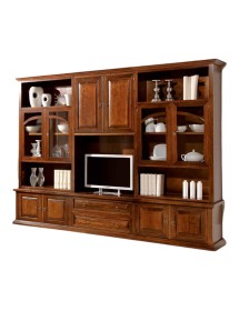 MOBILI 2G - PARETE ATTREZZATA IN LEGNO TINTA NOCE 300X49X228 vista laterale