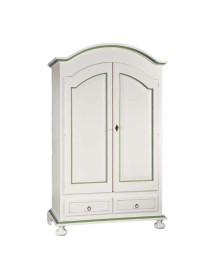 MOBILI 2G - ARMADIO 2 ANTE LEGNO SHABBY BIANCO E VERDE SALVIA 125X61X200 VISTA FRONTALE