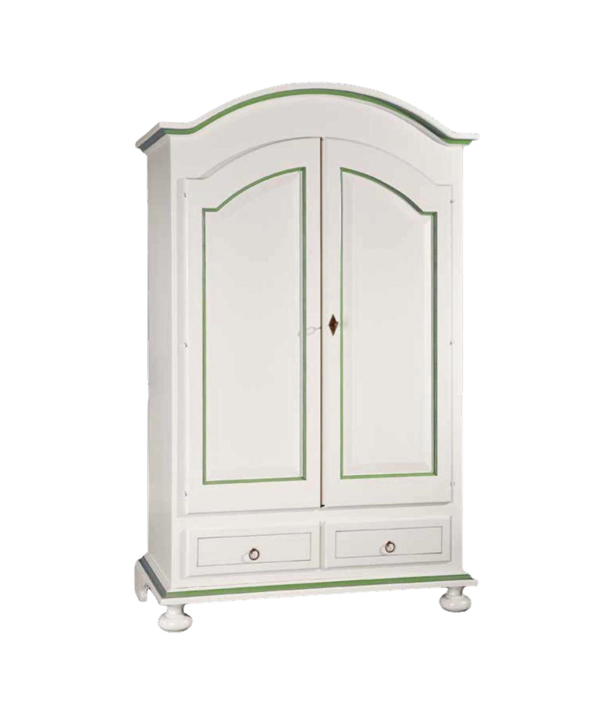 MOBILI 2G - ARMADIO 2 ANTE LEGNO SHABBY BIANCO E VERDE SALVIA 125X61X200 VISTA FRONTALE