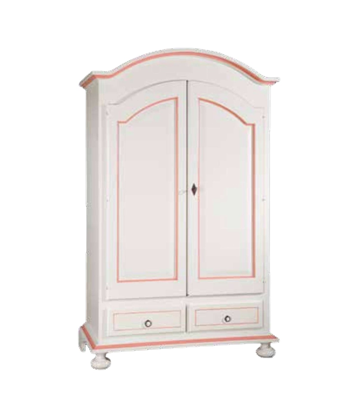 MOBILI 2G - ARMADIO 2 ANTE LEGNO SHABBY BIANCO E ROSA 125X61X200 VISTA FRONTALE