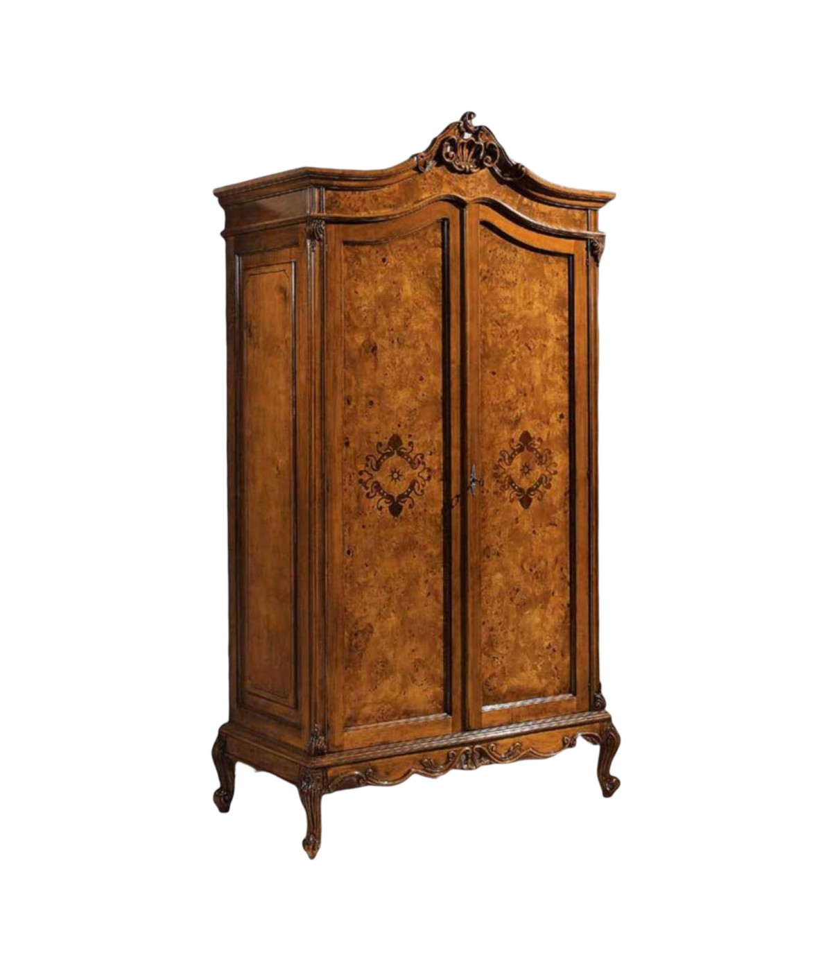 MOBILI 2G - ARMADIO CLASSICO IN LEGNO DI RADICA 2 PORTE IMPERO 112X62X215 vista frontale