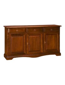 MOBILI 2G - MADIA CREDENZA ARTE POVERA IN LEGNO TINTA NOCE L.156 P.42 H.85 vista frontale
