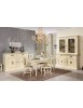 MOBILI 2G - CRISTALLIERA SHABBY AVORIO PENNELLATO DECORI 168x48x222 vista frontale completa sala