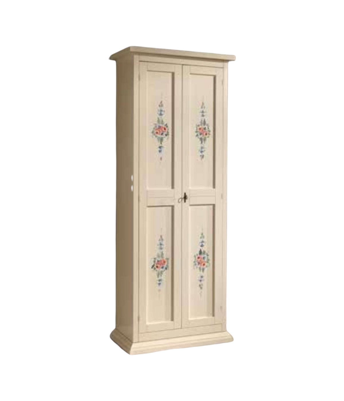 MOBILI 2G - ARMADIETTO PORTA SCARPE LEGNO AVORIO E DECORI 77X45X193 VISTA FRONTALE