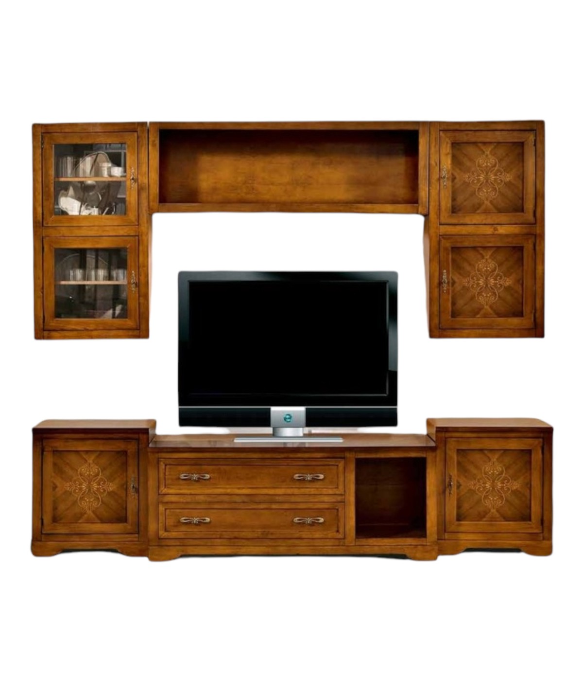 MOBILI 2G - PARETE ATTREZZATA IN LEGNO FINITURA BASSANO 260X65 vista frontale