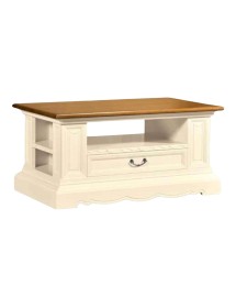 MOBILI 2G - TAVOLINO CLASSICO SHABBY LEGNO AVORIO NOCE GRANO 125X75X60 vista frontale