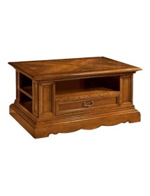 MOBILI 2G - TAVOLINO ARTE POVERA IN LEGNO CON INTARSI BASSANO 125X75X60 VISTA FRONTALE