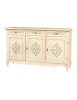 MOBILI 2G - MADIA CREDENZA CLASSICA AVORIO PENNELLATO CON DECORI 156x42x94 vista frontale
