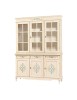 MOBILI 2G - CRISTALLIERA CLASSICA 3 PORTE LEGNO AVORIO PENNELLATO CON DECORI 156x42x213 vista frontale
