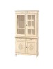 MOBILI 2G - CRISTALLIERA CLASSICA IN LEGNO AVORIO PENNELLATO DECORI 105X42X213 vista frontale