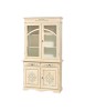 MOBILI 2G - CRISTALLIERA CLASSICA 2 PORTE LEGNO AVORIO PENNELLATO E DECORI 105X42X205 vista frontale