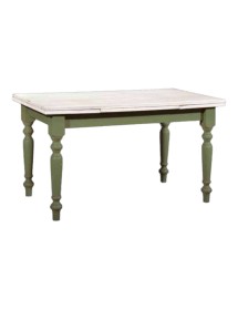 MOBILI 2G - TAVOLO ALLUNGABILE IN LEGNO LACCATO BICOLORE FINITURA  BIANCO VERDE MISURA L.160 P.85 H.85