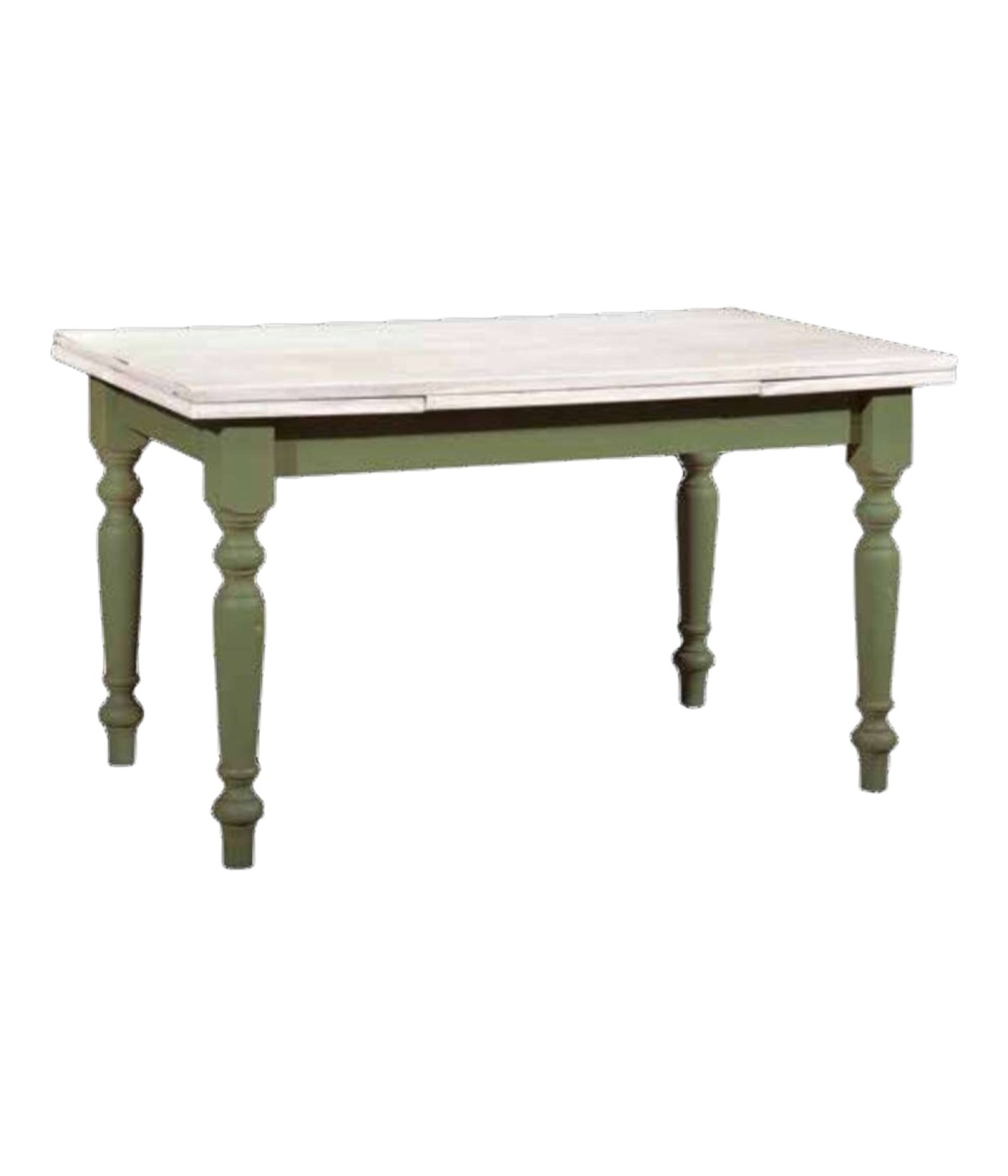 MOBILI 2G - TAVOLO ALLUNGABILE IN LEGNO LACCATO BICOLORE FINITURA  BIANCO VERDE MISURA L.160 P.85 H.85