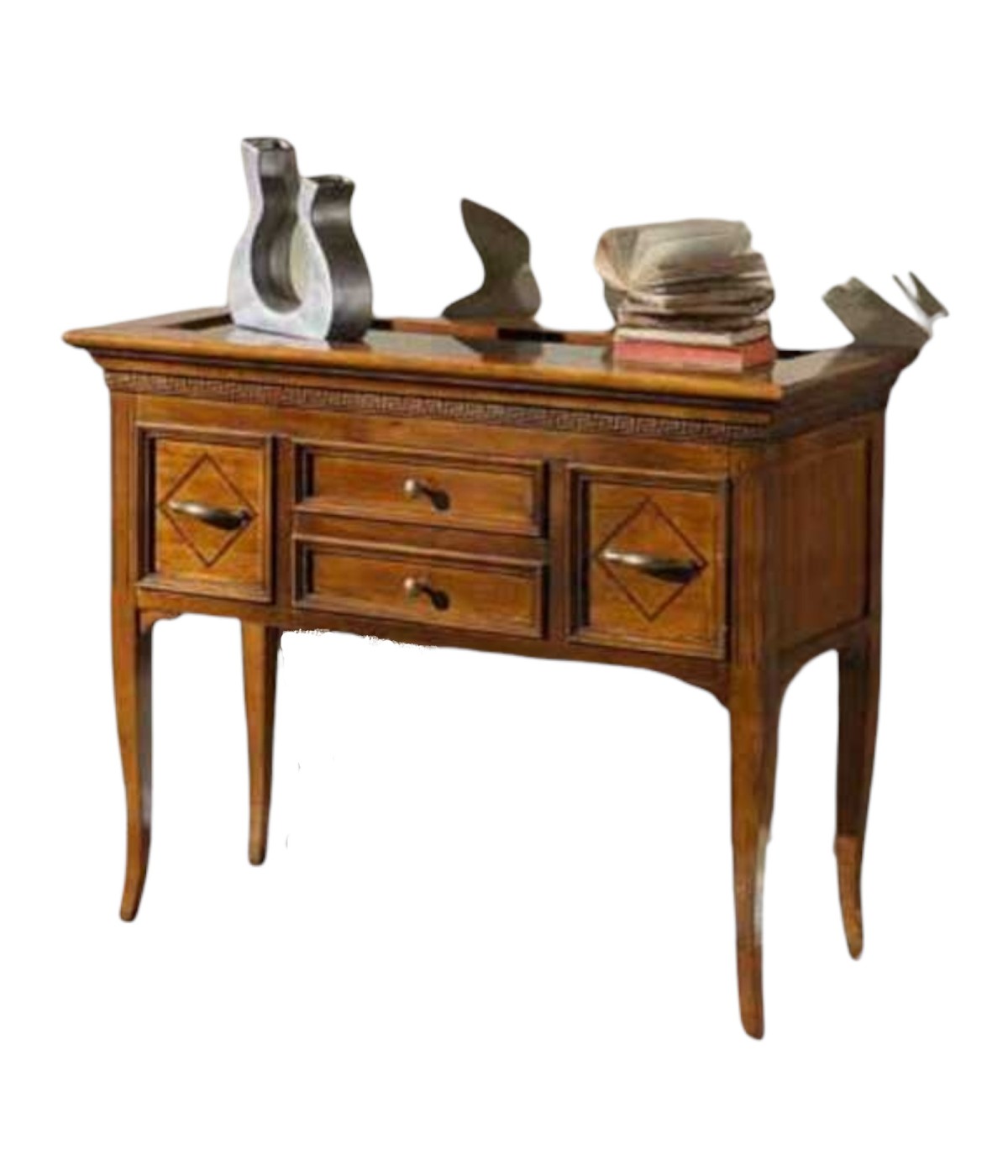 MOBILI 2G - CONSOLLE IN LEGNO MASSELLO CON BACHECA E INTARSI