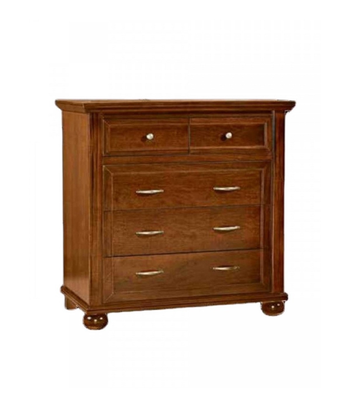 MOBILI 2G - CASSETTIERA 5 CASSETTI ARTE POVERA IN LEGNO TINTA NOCE